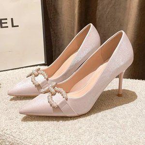 New pointed toe satin black high heels women's stiletto pumps